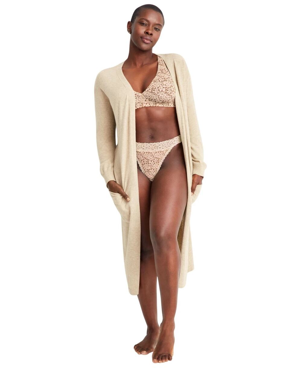 State Of Day Womens Long Knit Layering Robe 100180152MS Toasted Peanut Brown XL